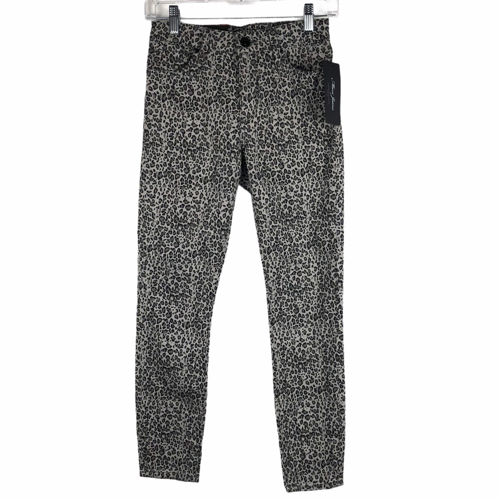 NWT Mavi Tess Leopard High Rise Crop Skinny Jean Animal Print Size 25 Grey Gray